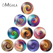 Modische bunte Fraktale, rotierendes Muster, 10 Stück, 12 mm/18 mm/20 mm/25 mm, runde Fotoglas-Cabochon-Demo mit flacher Rückseite, Herstellung von Erkenntnissen