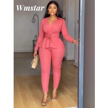 Wmstar Hose Sets Frauen Solide Langarm 2 Stück Sets Frau Outfit Leggings Hosen Passende Kleidung Großhandel Dropshipping 2025