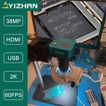YIZHAN 2K Microscopio per saldatura HDMI USB 130X Obiettivo con attacco C 38MP Video scattare foto Misurazione per riparazione PCB Base metallica addensata