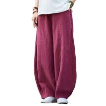 Plus Größe Herbst Casual Baumwolle Leinen Hosen Frauen 2026 Frühling Sommer Elastische Taille Grundlegende Retro Lose Frauen Harem Hosen Hosen