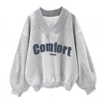 2024 herbst und Winter Neue V-ausschnitt Sweatshirt Casual Lose Schößchen V-ausschnitt Langarm Innere Tops für Frauen