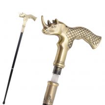 Copper Rhinoceros  Head Walking Stick with Hidden Plate Self Defense Fashion Cane Plate Cosplay Crosier Stick 91cm