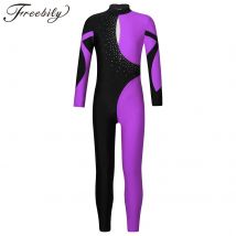 Gymnastik-Overall für Mädchen, Kinder, Mädchen, langärmelig, Ballett-Trikot, Kinder, Yoga, Skaten, Body, Tanzbekleidung, Ganzkörper-Ganzanzug