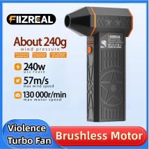 Fiizreal X50 Ventilatore Turbo Brushless 240W Portatile ad alta velocità 8000mAh Ricaricabile 57m/s Typhoon Wind Tipo-C Ricarica Ventilatore da campeggio