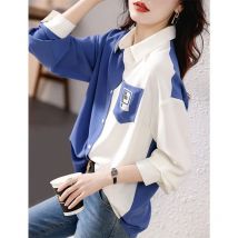 Frau Frühling Herbst Stil Blusen Shirts Dame Casual Lange Hülse Drehen-unten Kragen Patchwork Gedruckt Blusas Tops DF4852