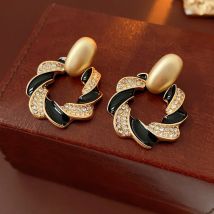 Vintage Silbernadel Ohrringe Set mit Diamant Tropf Öl Twist Runde Ohrstecker Premium Vintage Ohrringe für Frauen