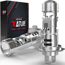 KATUR 2x H7 LED-Lampen 30000LM 800 % Helligkeit 6000K Weiß Xenon Echt 1:1 Mini-Design für Fern- oder Abblendlicht mit Projektorlinse