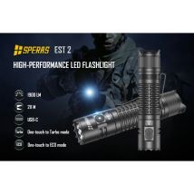 SPERAS EST2 SST-40 LED 1900Lm Type-C Rechargeable Flashlight Protable Powerful 18650 Torch EDC Flash Light IPX68 for Camping