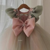 Girls Birthday Princess Dress Children New Party Gown with Flutter Sleeves for Kids Celebration Pageant Formal Evening Costumes