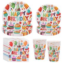 50pcs Birthday Party Disposable Tableware Set for 10 Guests Paper Plates Napkins Cups Kids Birthday Party Decoration Supplies