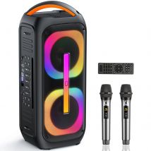 JYX Bluetooth-Lautsprecher mit 2 Dual 60 W 6,5 Zoll Subwoofer, TWS-Stereo-Sound, tiefem Bass und Aufnahme, 400 W Peak Power Karaoke-Maschine