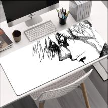 Weißes Mauspad, Anime, großes Mauspad, Bleach Manga Panel, Laptop, Büro, Shounen, Gummi, weiche Tischmatte, PC-Gaming, rutschfester Teppich