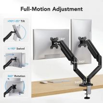 Supporto per doppio monitor per schermi da 13′′–32′′, supporto per doppio monitor regolabile, con 180 °   Girevole, Inclinazione, 360 °   Rotazione per l'home office