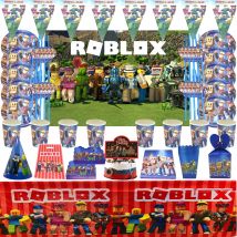 Hot Robot Roblox Zestaw jednorazowych talerzy papierowych Roblox Kubki Balony Baby Shower Party