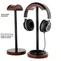 Mchose V9 PRO Solid Wood Headset Stand with Metal Post, 34cm Height for Headphones Holder