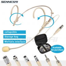Testa con fascia pieghevole che indossa un microfono a condensatore unidirezionale per Shure Sennheiser AKG Bodypack wireless 4 pin 3 pin TA4F 3.5