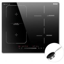 Piano cottura a induzione Karineare 4 zone (con padella), piano cottura elettrico Flex Zone da 60 cm, controllo cursore da 7200 W con timer boost, blocco sicuro