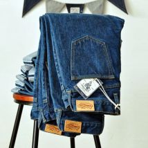 Saucezhan  315XX-18SX Men Jeans Washed Jeans Selvedge Denim Jeans for Men Distressed Jeans Taper Fit  Zipper Fly  18 oz