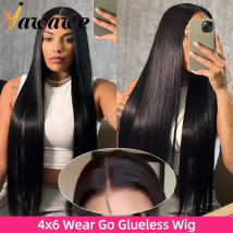 Yawawe hair 6X4 glueless wig human hair ready to wear wigs for women straight Lace Frontal Wig PreCut PrePlucked ready to go wig
