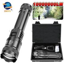 Torcia LED ricaricabile Torcia zoomabile con display LCD 3 modalità Luce manuale impermeabile ad alta potenza Campeggio nella natura selvaggia all'aperto