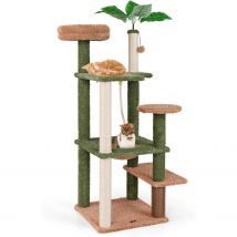 152 cm Kratz baum mit künstlichen grünen Blättern, Hängematte, Sisal kratz baum, selbst klebendes Papier, Seil, Kugel