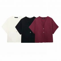 Elegante solide gestrickte Damen weste V-Ausschnitt Kurzarm knöpfe lose Weste Strickjacke Sommer Herbst Dame Pendler Strickwaren