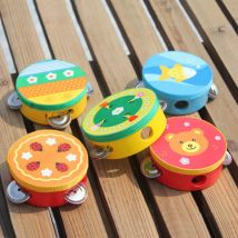 10cm Holz Tamburin Trommel Glocke Lehrmittel Farbe zufällige Musik instrument Percussion leicht für Kinder Weihnachts geschenke