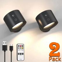 Lámpara Led de pared de doble cabezal con Control remoto táctil, luz nocturna portátil inalámbrica con recarga USB giratoria 360 para lectura de dormitorio