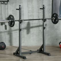 SPORTNOW Soporte para Barras de Pesas Multifuncional con Ancho y Altura Ajustable Rack Musculación con Marco de Acero