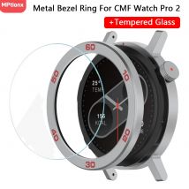 Metall-Lünettenring für CMF Watch Pro 2, Ersatz-Uhrenabdeckung für CMF von Nothing Watch Pro2 + Schutzfolie aus gehärtetem Glas