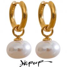 Yhpup Hohe Qualität Imitation Perlen Tropfen Edelstahl Goldene Koreanische Hoop Ohrringe Charms Mode Schmuck Bijoux Femme Geschenk