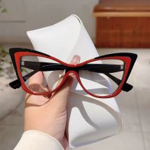 KAMMPT Übergroße Cat-Eye-Brille für Damen, neue Mode, Vintage-Patchwork-Trends, Rahmen, trendige, schicke, blaues Licht blockierende Brillen