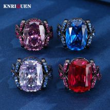 Retro 12*16MM Rubin Saphir Rosa Quarz Amethyst Ringe Charms Edelstein Party Edlen Schmuck für Frauen Zubehör Jahrestag geschenk