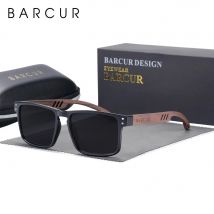 BARCUR-gafas de sol polarizadas de madera Natural para hombre, lentes de negocios, cuadradas, de marca de lujo, diseño Original