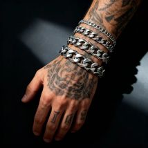 Punk Rock Stainless Steel Cuban link Bracelet For Men Thick Heavy Hand Chains Simple Waterproof Jewelry Accessories Male