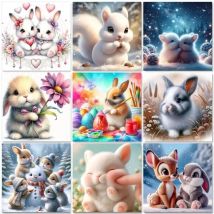 GATYZTORY New Arrival Diamond Mosaic Rabbit Animal DIY Painting Winter Suitable For Beginners Diamond Embroidery Christmas Gifts