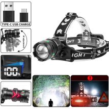 1000000LM Lampada frontale ultra luminosa Laser bianco Forte luce LED Torcia frontale a lungo raggio Potente faro Pesca notturna Escursionismo