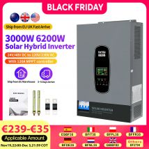 DATOUBOSS 6200W Pure Sine Wave Hybrid Inverter 48V DC to 230V AC, battery-free 120A MPPT for lead-acid and lifepo4 batteres