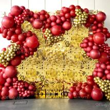 12/16/18/24 Uds paneles de pared de lentejuelas doradas 30x30cm DIY Panel de fondo de pared de confeti dorado claro para decoración del banquete de boda de cumpleaños