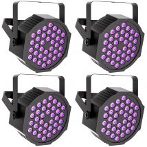 U'King 4PCS 108W UV Blacklight 36 LED Stage Flat Par Lighting Remote Control DMX512 Effect for DJ Disco Christmas Show Light