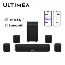 Barra audio surround virtuale ULTIMEA 7.1CH per TV, sistema home theater da 330 W con subwoofer, 4 altoparlanti surround, controllo APP