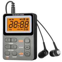 Mini radio portatile FM/AM, radio multifunzione, MP3, jack per cuffie da 3,5, altoparlante integrato, qualità del suono di alta qualità, da indossare