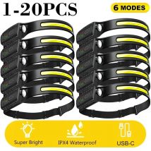 1-20 sztuk LED indukcyjna latarka czołowa USB akumulatorowa latarka czołowa wbudowana latarka czołowa na baterie Outdoor Camping latarnia wędkarska