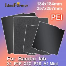 PEI Foglio Nero 184X184mm/257X257mm Per Bambu Lab X1/P1/A1/A1 /A1mini Piastra di Costruzione Doppio lato Texture Liscia Primavera Acciaio PEI foglio