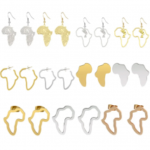 Afrikanische Karte Ohrringe Frauen Männer Ohrring Ohrstecker Afrika Ornamente Traditioneller ethnischer Edelstahlschmuck