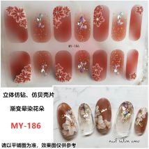 14tips Summer Nail Art Stickers Self-Adhesive Design Decal Full Cover Gel Nail Film Paper Sticker Nails Manicure Decoration Set