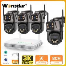 Zewnętrzna kamera IP 6MP HD 8CH Wifi NVR Zestaw domowej kamery bezpieczeństwa Nadzór wideo H.265 Mini CCTV Bezprzewodowa kamera P2P