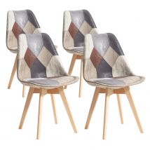 EGOONM Set di 2/4 sedie da pranzo Sedie patchwork con gambe in legno e sedile imbottito per cucina Soggiorno Tessuto tecnico