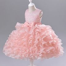 Prinzessin Mädchen Pailletten geschichtet geschwollene Party kleider Baby Kinder hochwertige elegante Hochzeit Blumen mädchen Ballkleid Kleid Kleidung