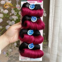 Indian Bouncy Curl menschliches Haar 4 Bündel Deal Burgunder lockige Bündel für Frauen kurze rohe menschliche Haar verlängerungen